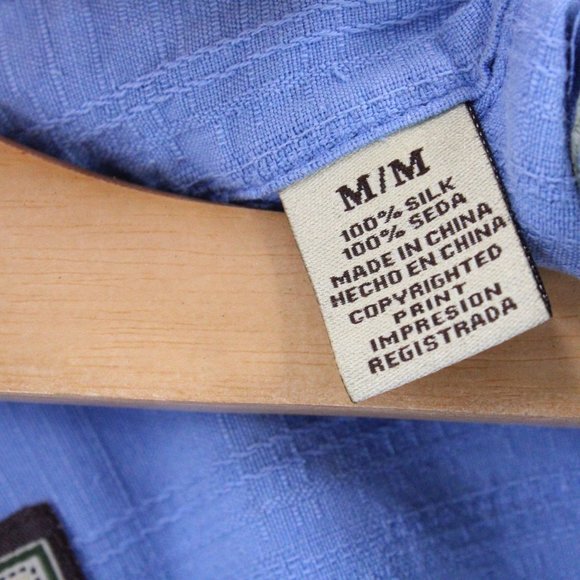 Jamaica Jaxx Hawaiian Silk Shirt Mens Blue Floral Button Down Collared Medium M - Picture 7 of 10
